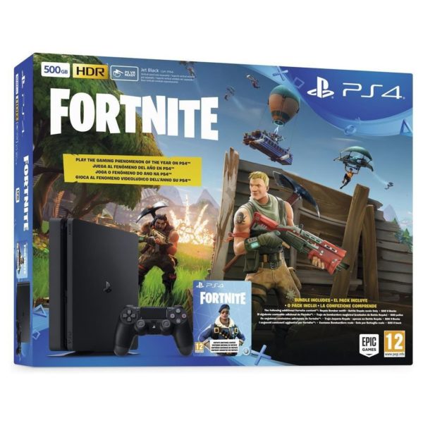 sony ps4 slim gaming console 500gb black with fortnite game - fortnite generator dispenser