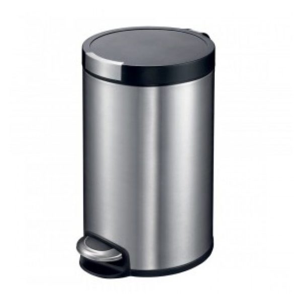 EKO Artistic Stainless Steel Round Step Waste Bin with Soft Close Lid, 12-Litres EKO Artistic Stainless Steel Round Step Waste Bin with Soft Close Lid, 12-Litres