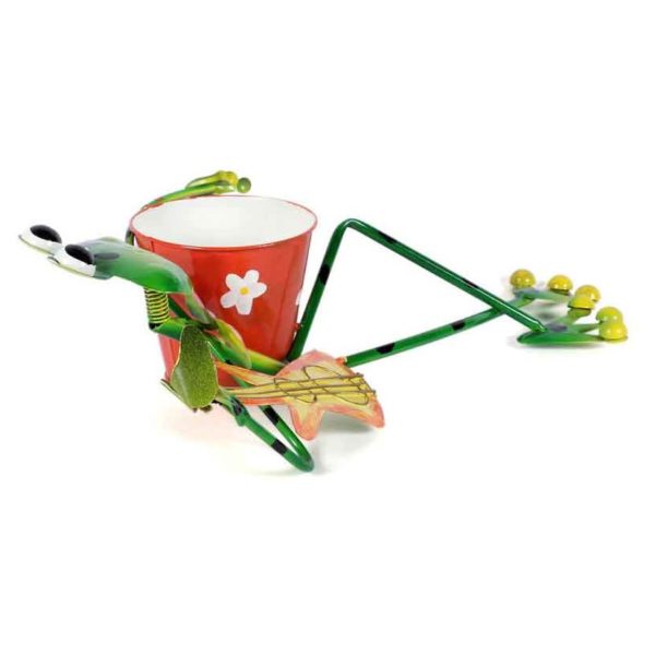 Moorni ELM19-021-012 Frog Lying Playing Guitar Metal Planter Pot Moorni ELM19-021-012 Frog Lying Playing Guitar Metal Planter Pot
