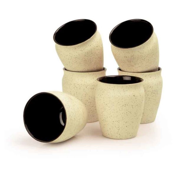 Moorni Studio Pottery Ceramic Kullad Set Of 6 in Off White Moorni Studio Pottery Ceramic Kullad Set Of 6 in Off White