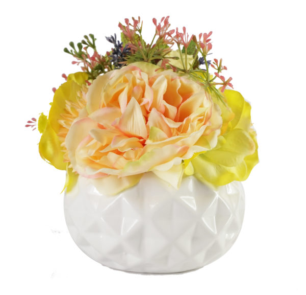 Rosso SDROSS20 Yellow Flower with White Vase Rosso SDROSS20 Yellow Flower with White Vase