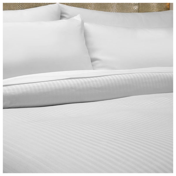 Kingtex Cover Queen 245X265cm Satin Stripe With 2 Pillow cover White Kingtex Cover Queen 245X265cm Satin Stripe With 2 Pillow cover White