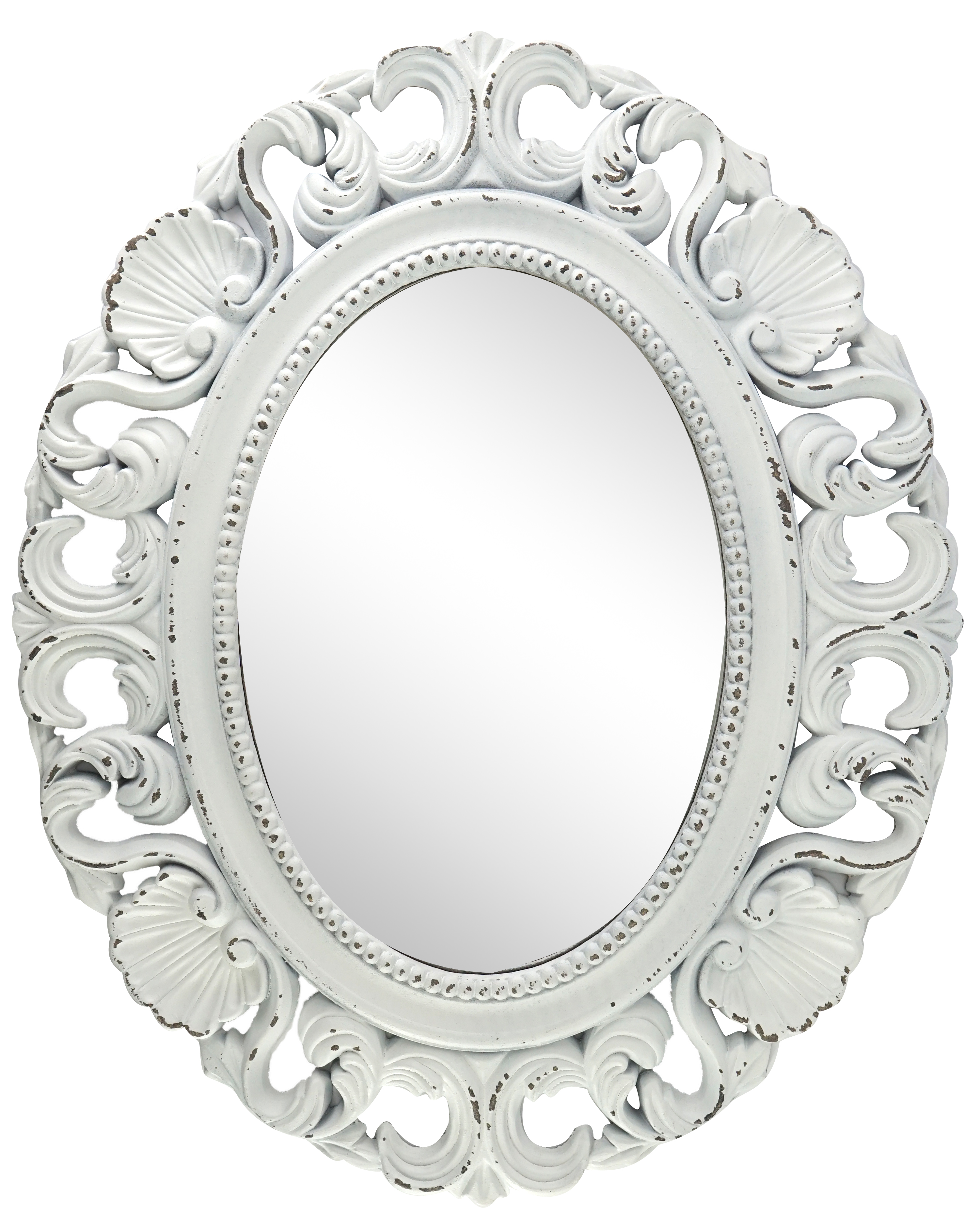 Rosso SDROSS14 Vintage Circular Wall Mirror White