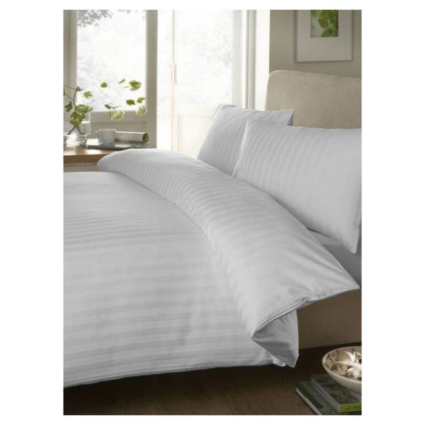 Kingtex Cover Queen 245X265cm Satin Stripe With 2 Pillow cover White Kingtex Cover Queen 245X265cm Satin Stripe With 2 Pillow cover White