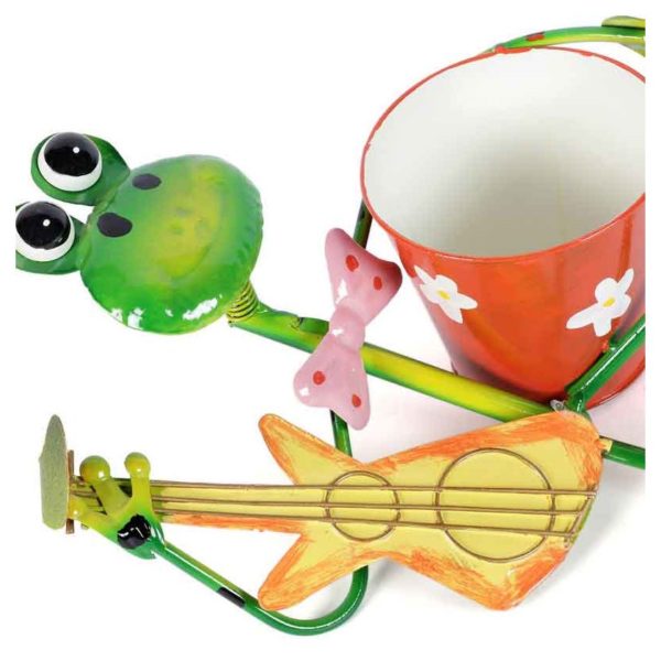 Moorni ELM19-021-012 Frog Lying Playing Guitar Metal Planter Pot Moorni ELM19-021-012 Frog Lying Playing Guitar Metal Planter Pot