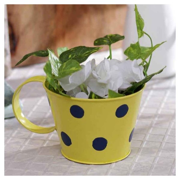 Moorni ELM19-021-041 Yellow Polka Dot Cup Shape Planter Pot Moorni ELM19-021-041 Yellow Polka Dot Cup Shape Planter Pot