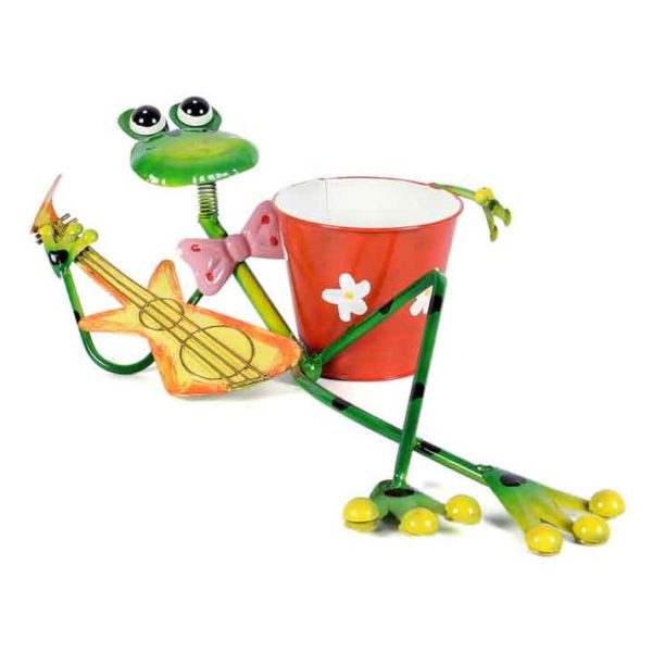 Moorni ELM19-021-012 Frog Lying Playing Guitar Metal Planter Pot Moorni ELM19-021-012 Frog Lying Playing Guitar Metal Planter Pot