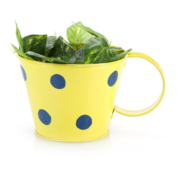 Moorni ELM19-021-041 Yellow Polka Dot Cup Shape Planter Pot Moorni ELM19-021-041 Yellow Polka Dot Cup Shape Planter Pot