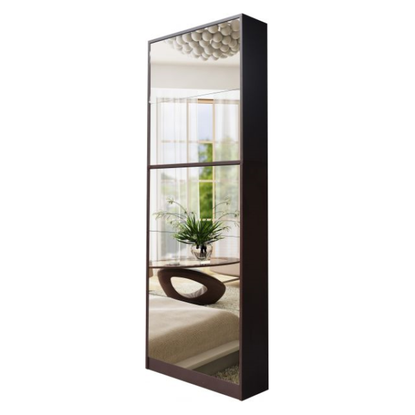 CLASS Shoe Cabinet with Full Length Mirror Walnut ASTV4112 CLASS Shoe Cabinet with Full Length Mirror Walnut ASTV4112