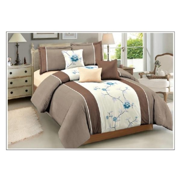 AIWA AI-760-1/M.FIBER Qween Comforter Set 160x220cm Poly Cotton Print Brown AIWA AI-760-1/M.FIBER Qween Comforter Set 160x220cm Poly Cotton Print Brown