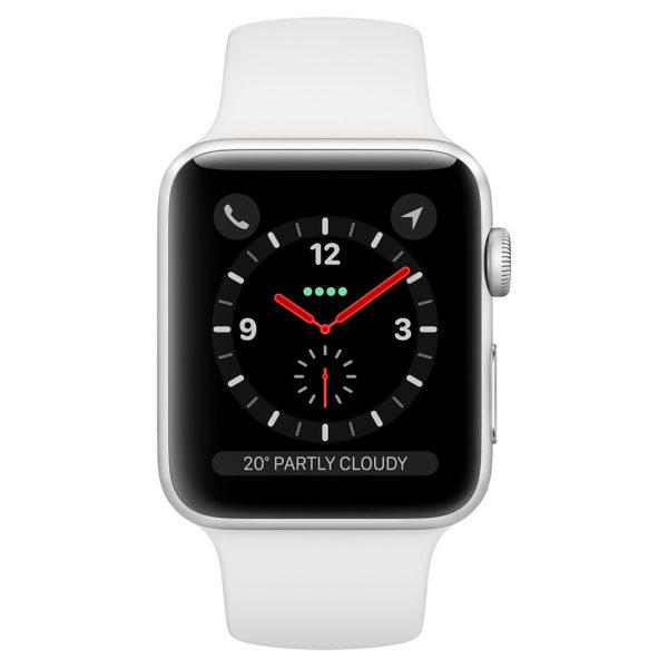 Apple Watch Series 3 GPS + Cellular 42mm Silver Aluminium Case With White Sport Band Apple Watch Series 3 GPS + Cellular 42mm Silver Aluminium Case With White Sport Band