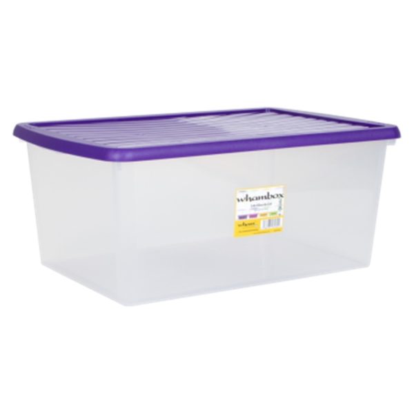 Buy Wham 13131 Wham Box & Lid Clear/Violet 54L Price, Specifications