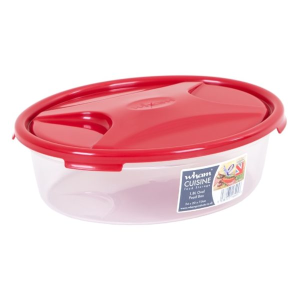 Wham 16405 Cuisine OvaL Food Box & Lid Clear/Chili Red 1.8L Wham 16405 Cuisine OvaL Food Box & Lid Clear/Chili Red 1.8L