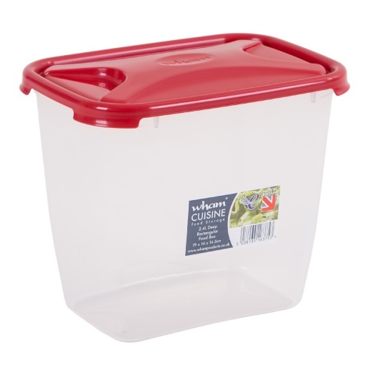 Wham 16375 Cuisine Deep Rect Food Box & Lid Clear/Chili Red 2.4L Wham 16375 Cuisine Deep Rect Food Box & Lid Clear/Chili Red 2.4L