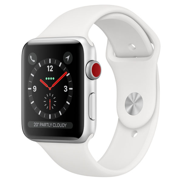 Apple Watch Series 3 GPS + Cellular 42mm Silver Aluminium Case With White Sport Band Apple Watch Series 3 GPS + Cellular 42mm Silver Aluminium Case With White Sport Band