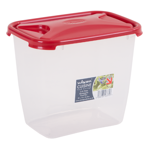 Wham 16375 Cuisine Deep Rect Food Box & Lid Clear/Chili Red 2.4L Wham 16375 Cuisine Deep Rect Food Box & Lid Clear/Chili Red 2.4L