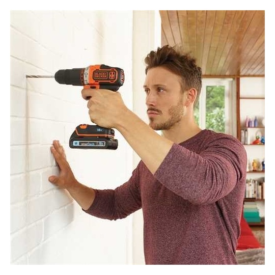 Black & Decker 18V Lithium-ion 2 Gear Smart Tech Hammer Drill BDCHD18KST-GB Black & Decker 18V Lithium-ion 2 Gear Smart Tech Hammer Drill BDCHD18KST-GB