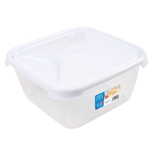 Wham 12394 Cuisine Square Food Box & Lid Clear/Ice White 2L Wham 12394 Cuisine Square Food Box & Lid Clear/Ice White 2L
