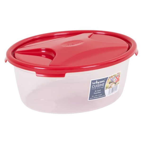Wham 16415 Cuisine OvaL Food Box & Lid Clear/Chili Red 2L Wham 16415 Cuisine OvaL Food Box & Lid Clear/Chili Red 2L