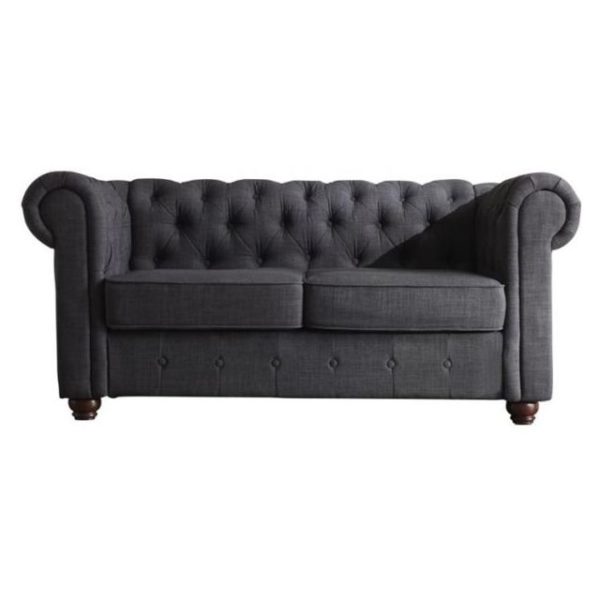 Garcia Hand-tufted Rolled Arm Loveseat in Charcoal Grey Color Garcia Hand-tufted Rolled Arm Loveseat in Charcoal Grey Color
