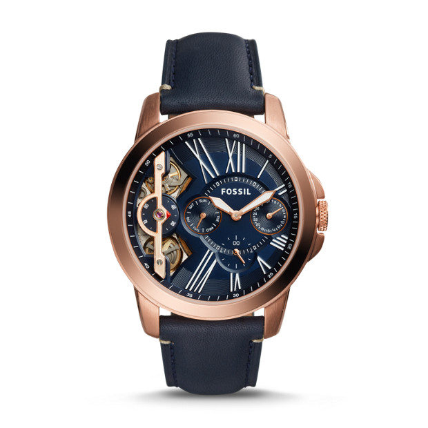 Fossil ME1162 Grant Twist Three-Hand Blue Leather Watch
