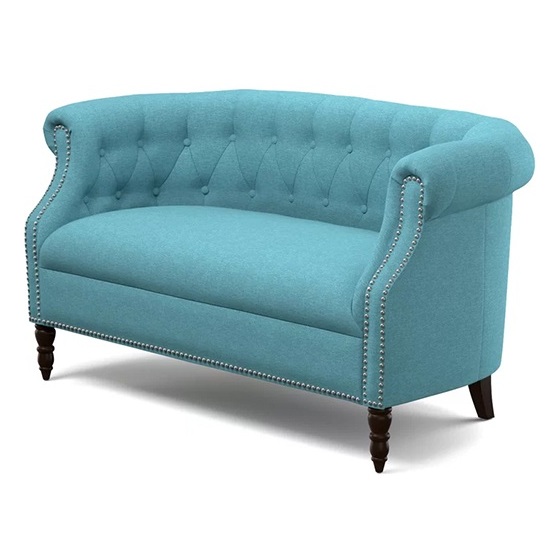 Huntingdon Chesterfield Loveseat in Turquoise Blue Color Huntingdon Chesterfield Loveseat in Turquoise Blue Color