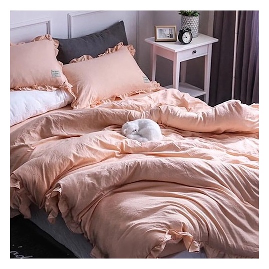 Buy Deals For Less Plain Peach King Size Bed Set Of Six Pieces