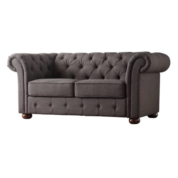 Vegard Tufted Chesterfield Loveseat in Dark Grey Color Vegard Tufted Chesterfield Loveseat in Dark Grey Color