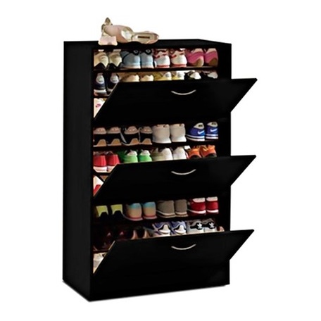 Three-Door Big Foot Shoe Cabinet (Black) Three-Door Big Foot Shoe Cabinet (Black)