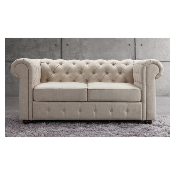 Garcia Hand-tufted Rolled Arm Loveseat in Beige Color Garcia Hand-tufted Rolled Arm Loveseat in Beige Color