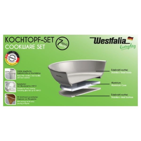 Westfalia Stainless Steel Cookware Set 7pcs WFIT021586 Westfalia Stainless Steel Cookware Set 7pcs WFIT021586