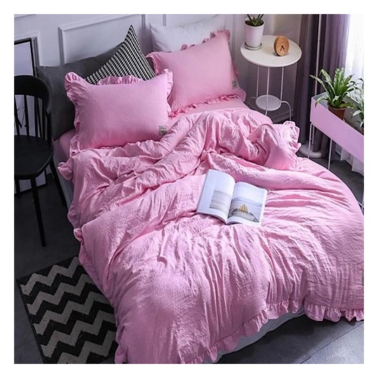 Deals For Less Plain Pink Single Size Bed Set of Four Pieces