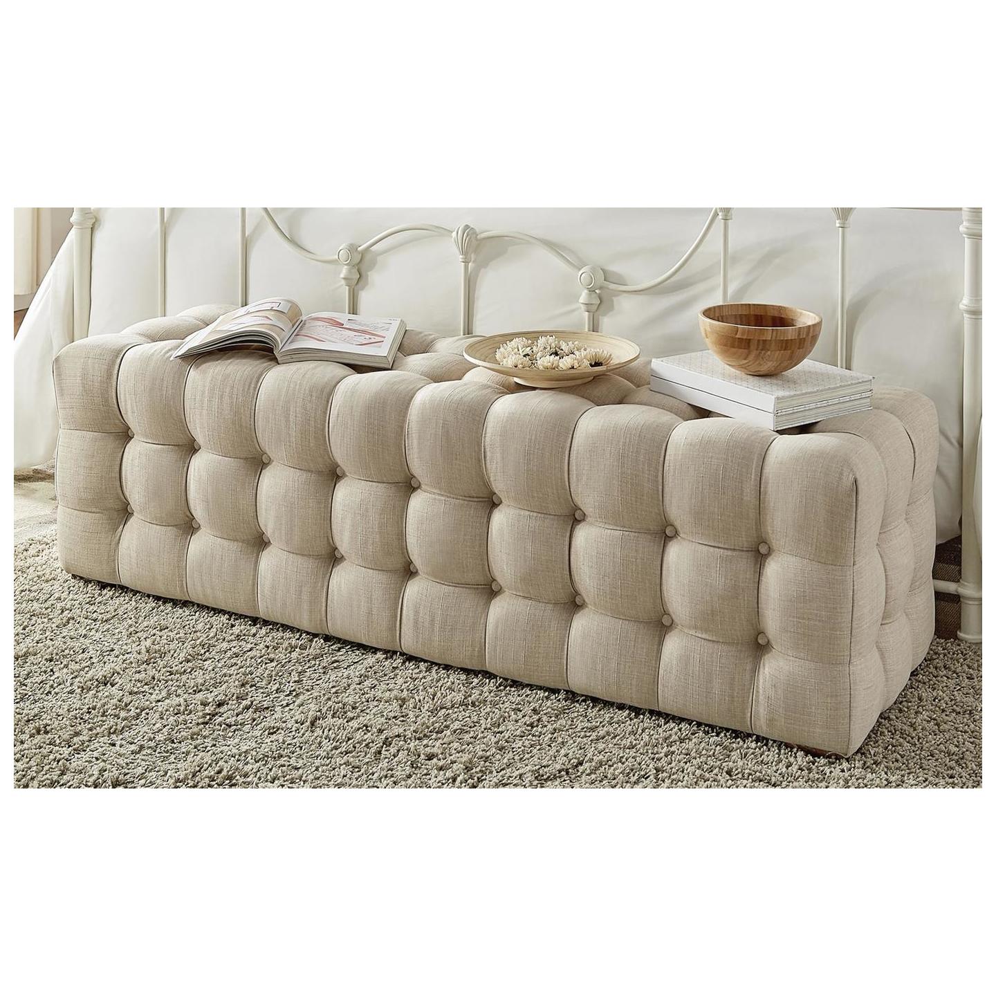 AtoZ Tufted Ottoman 150-cm Long Ottoman Beige
