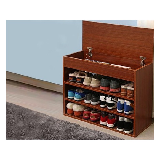 Buy Three Tier Shoe Rack With Lift Top Storage Dark Cherry