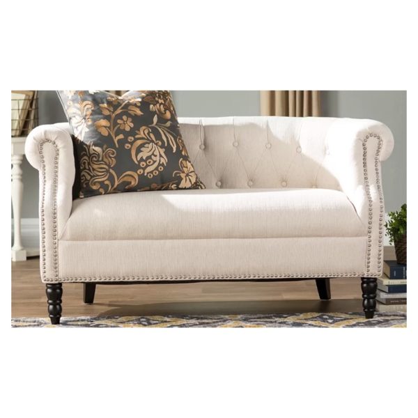 Huntingdon Chesterfield Loveseat in Ivory Color Huntingdon Chesterfield Loveseat in Ivory Color