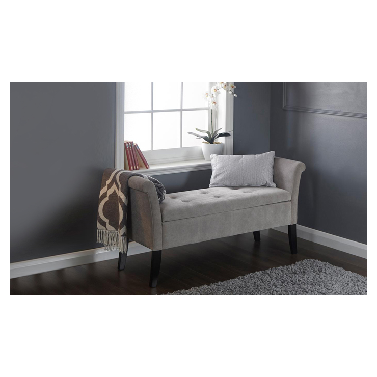 AtoZ Buttoned Window Seat with Storage Silver