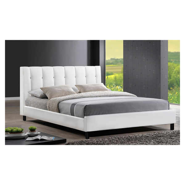 Vino Modern Queen Bed with Mattress White Vino Modern Queen Bed with Mattress White
