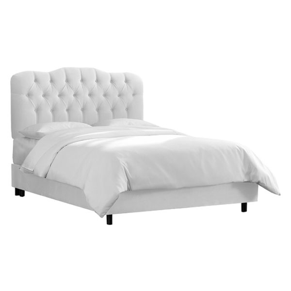Tufted Bed Velvet White Super King Bed without Mattress White Tufted Bed Velvet White Super King Bed without Mattress White