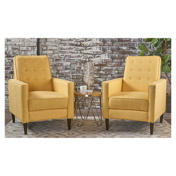 Mervynn Mid-Century Fabric Recliner Club Chairs (Set of 2) yellow Mervynn Mid-Century Fabric Recliner Club Chairs (Set of 2) yellow
