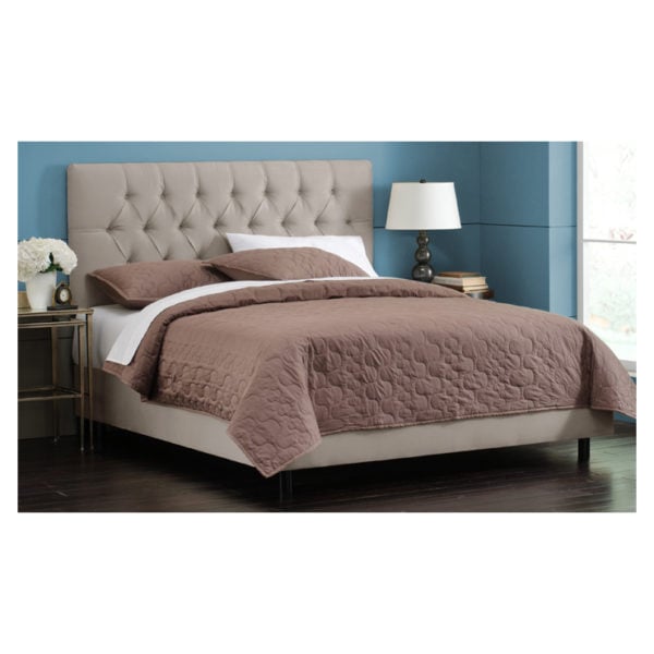 Buy White Velvet Tufted Super King Bed With Mattress Light Grey