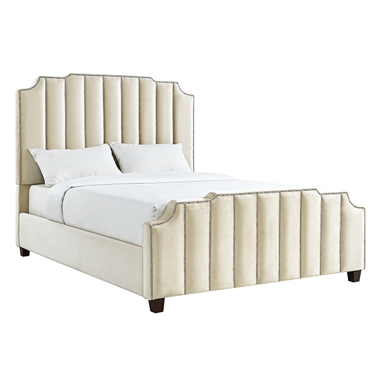 Chareau Velvet Upholstered Nailhead King Bed without Mattress Beige Chareau Velvet Upholstered Nailhead King Bed without Mattress Beige