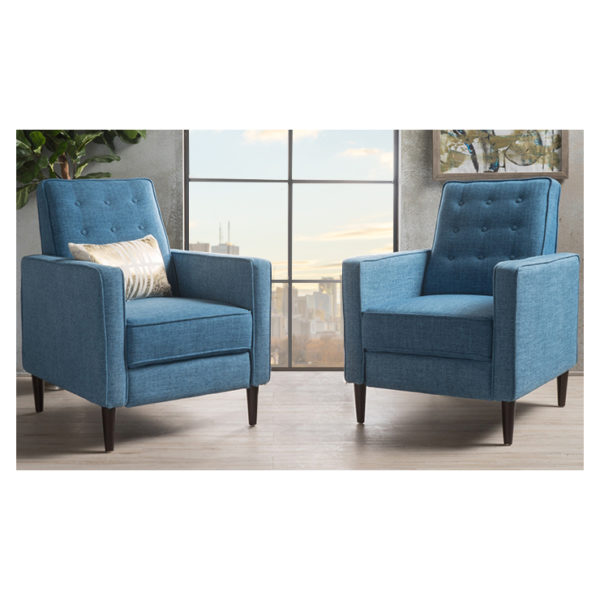 Atoz Mervynn Mid Century Fabric Recliner Club Chairs Set Of 2 Blue Atoz Mervynn Mid Century Fabric Recliner Club Chairs Set Of 2 Blue