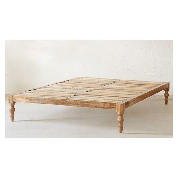 Classic Solid Wood Queen Bed without Mattress in Natural Beige Color Classic Solid Wood Queen Bed without Mattress in Natural Beige Color