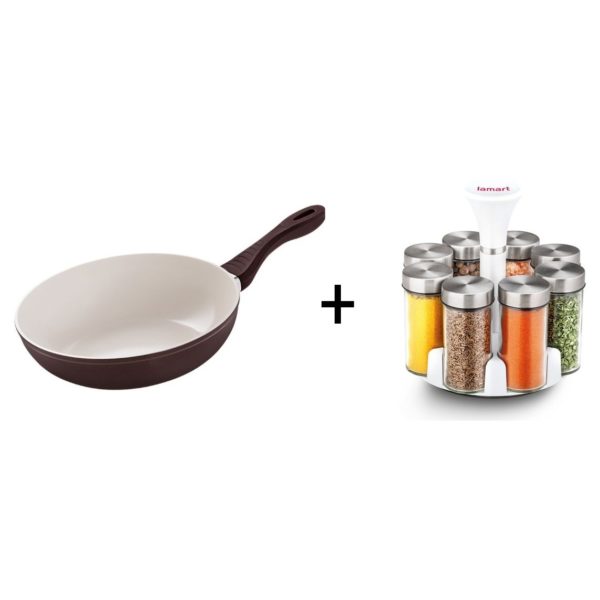 Lamart Ceramic Wok Pan + Set 8Pcs Spice Jars Lamart Ceramic Wok Pan + Set 8Pcs Spice Jars