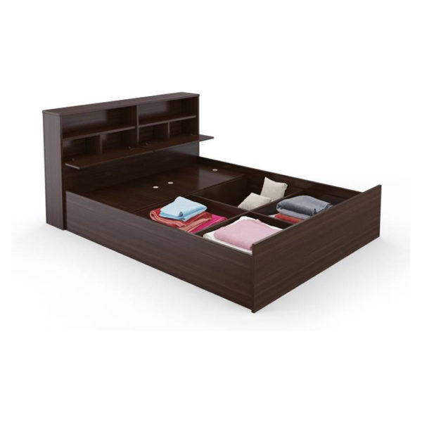 Engineered Wood Queen Bed With Storage without Mattress Walnut Engineered Wood Queen Bed With Storage without Mattress Walnut