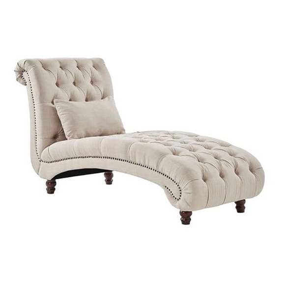 Tufted Chaise Lounge Sofa in Beige Color Tufted Chaise Lounge Sofa in Beige Color