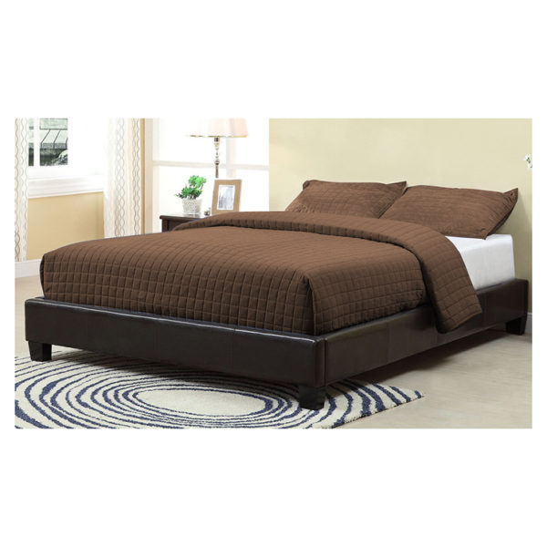 Brown Upholstered Platform Super King Bed without Mattress Brown Brown Upholstered Platform Super King Bed without Mattress Brown