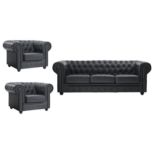 Ingles Sofa Sets 5 Seater 3 1 In Black Color