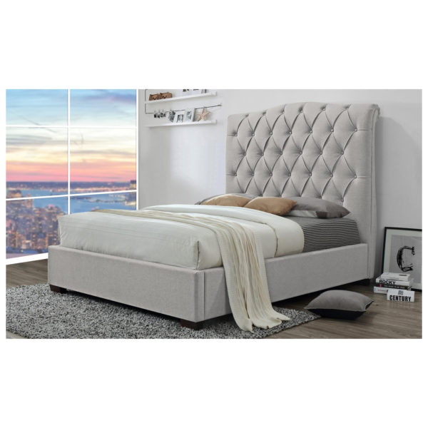 Shannon Upholstered Platform Bed King without Mattress Light Beige Shannon Upholstered Platform Bed King without Mattress Light Beige