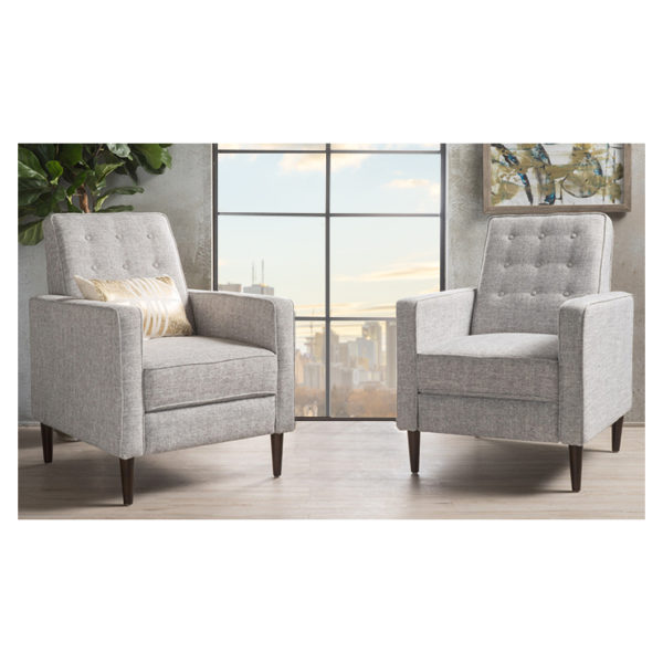 Atoz Mervynn Mid Century Fabric Recliner Club Chairs Set Of 2 Atoz Mervynn Mid Century Fabric Recliner Club Chairs Set Of 2 Light Grey
